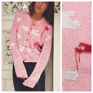 NWOT. Zara Pink Knit Cardigan. Size M.